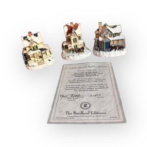 Thomas Kinkade Winter Memories Ornaments – Lot of 3 (With COA) “Moonlit Sleigh R